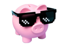piggy bank with sun glass